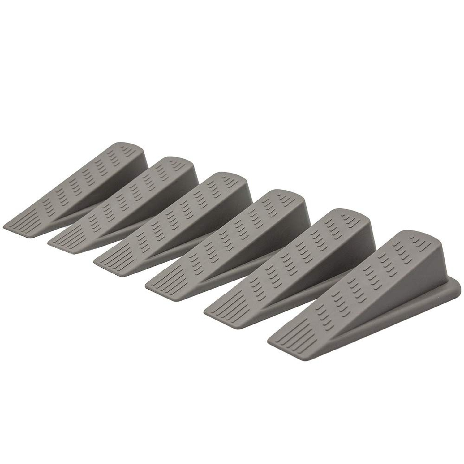 Door Wedge Stopper - 6 Pack (Grey) - Classic Style - Rubber - Floor Mount - D...