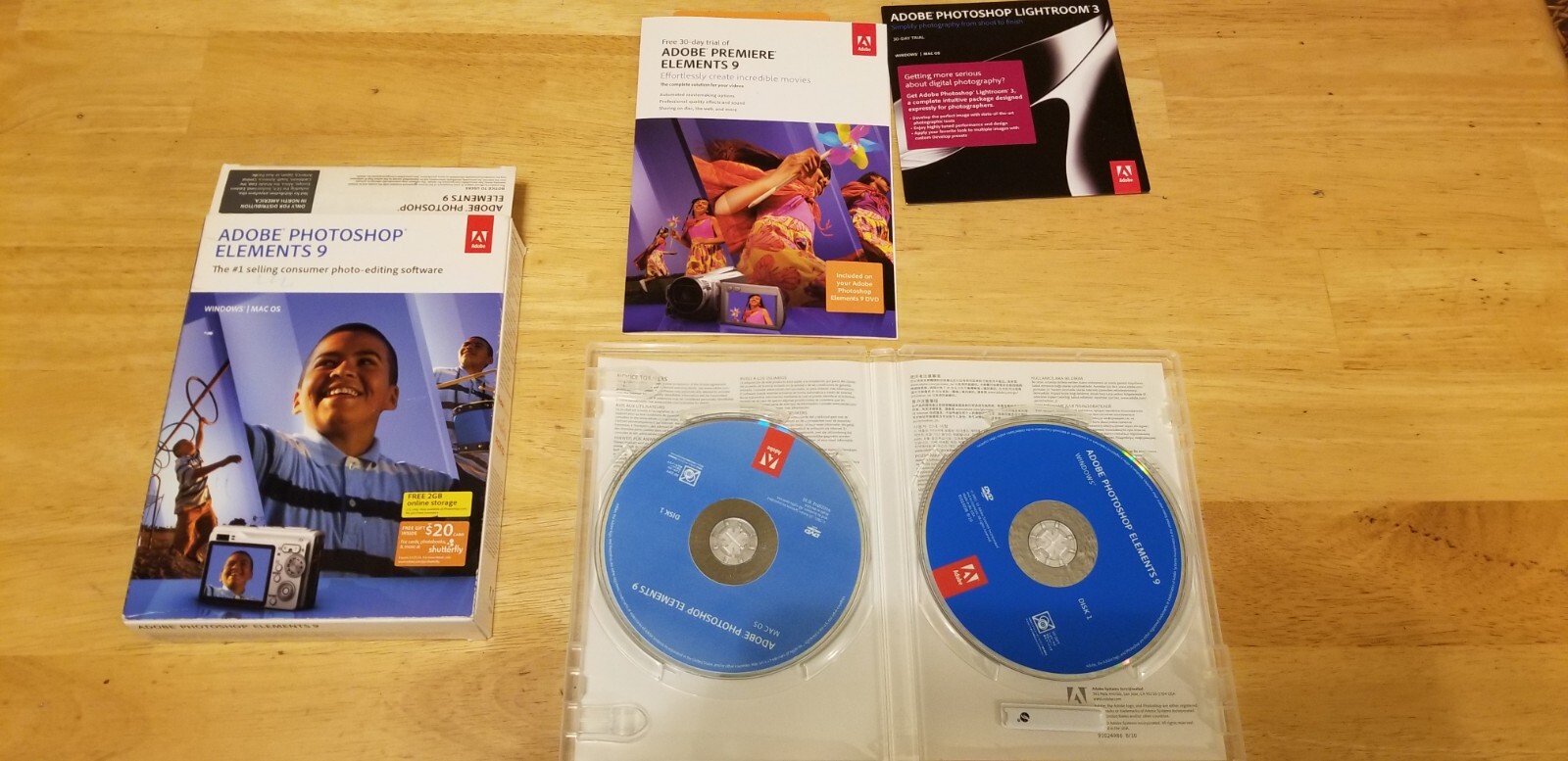 Adobe Photoshop Elements 9 & Lightroom 3 Trial (Mac/Win, 2010, 2-Disc)