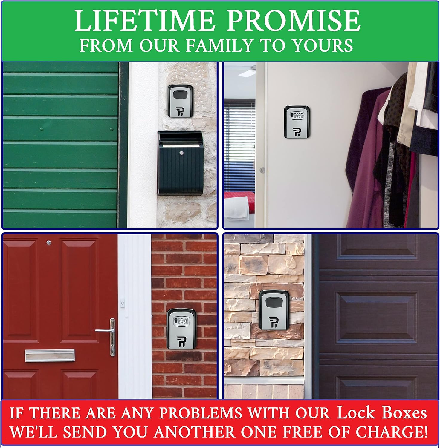 Lock Box for Keys with Code - Wall Mount Spare Key Lockbox Outdoor - Combinat...