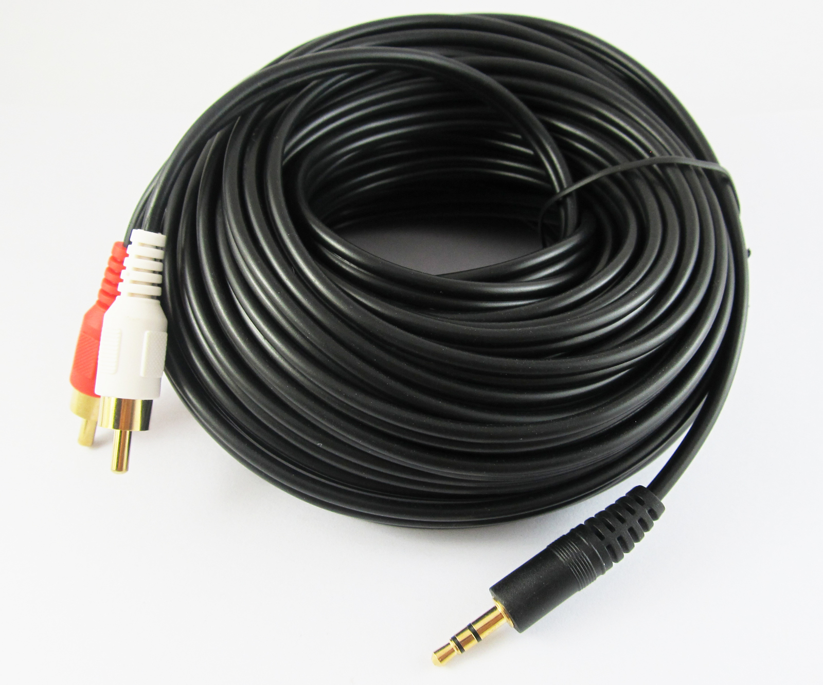 1x 60Ft 20M Aux 3.5mm Gold Male Plug to 2 RCA Gold Male Stereo Audio Cable Cord