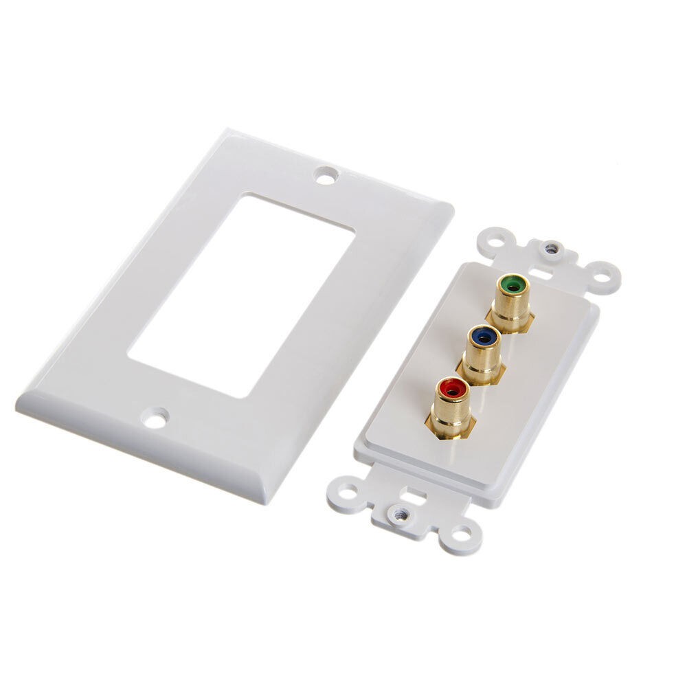4 Pack 3 RCA Wall Plate Three RCA Component Faceplate Cable Coupler WallPlate