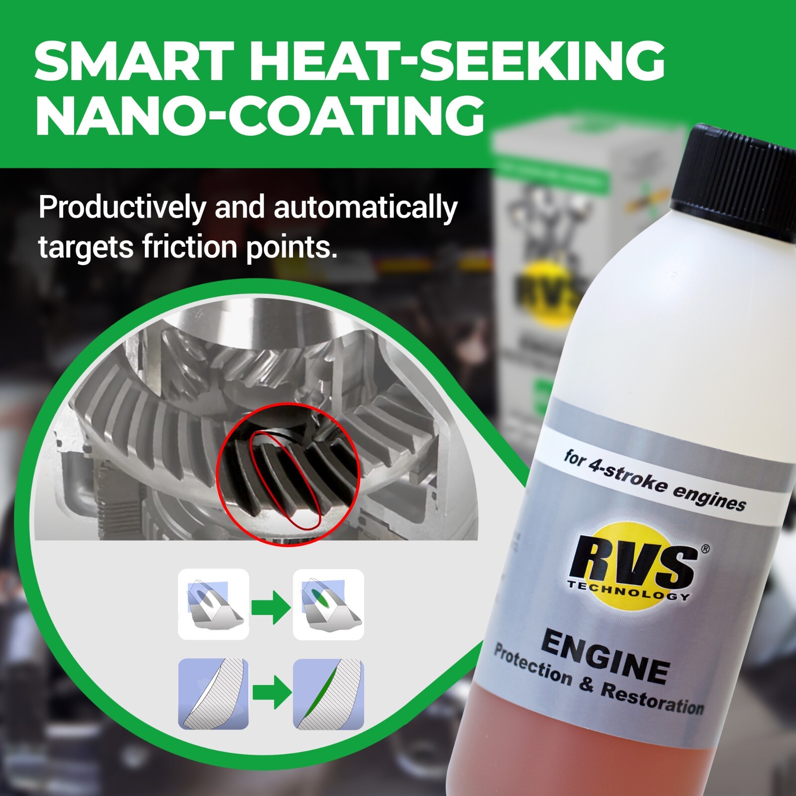 RVS Technology G6 engine treatment. Restore your engine, increase fuel economy!