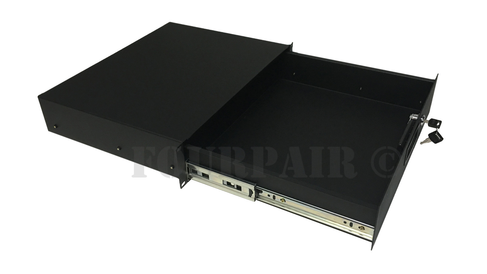 2 Space 2U Heavy-Duty 19" Lock Locking Deep Rack Mount Drawer DJ Rack Road Case