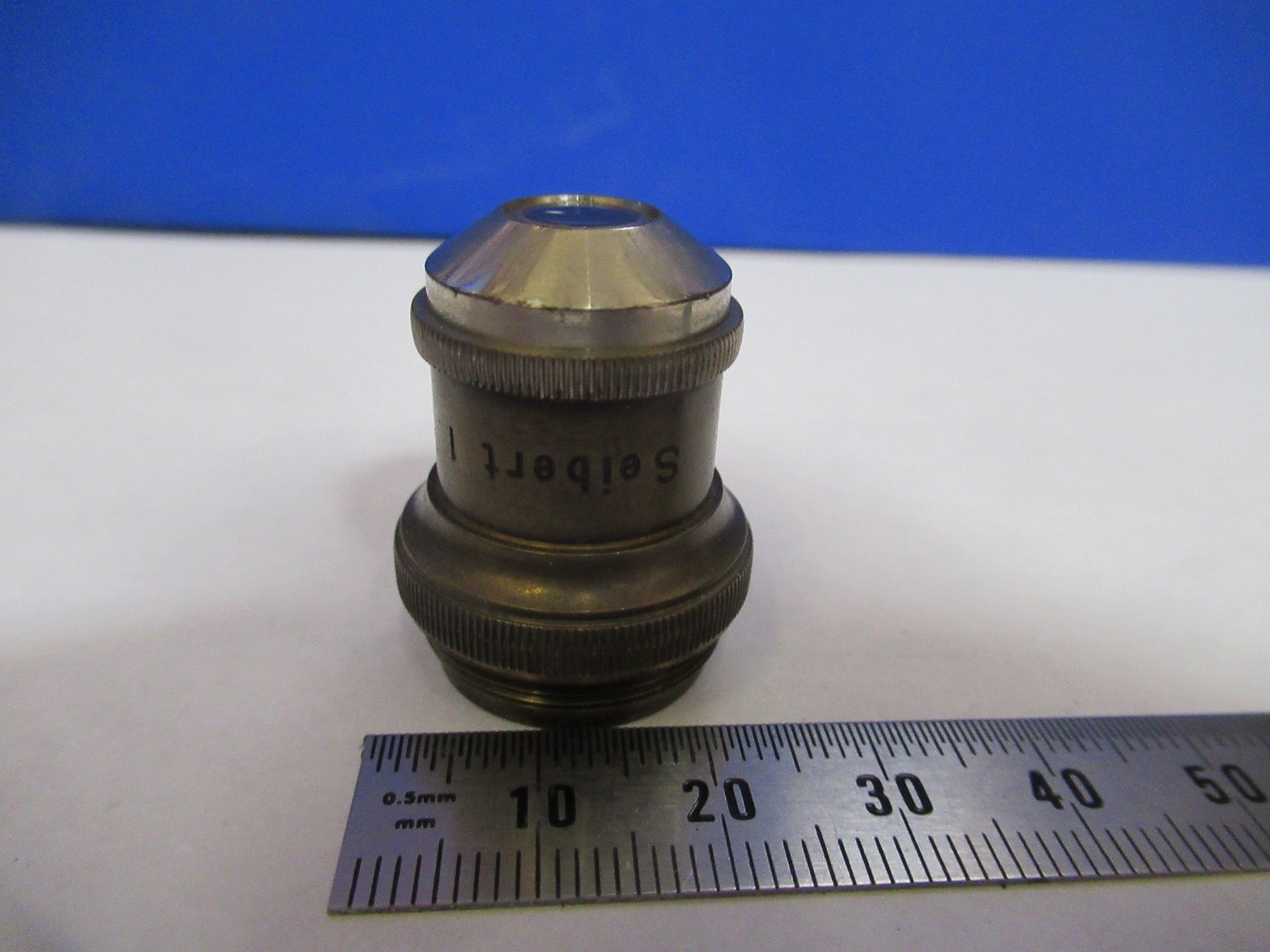 ANTIQUE BRASS OBJECTIVE SEIBERT 1 OPTICS MICROSCOPE PART AS PICTURED V4-A-72