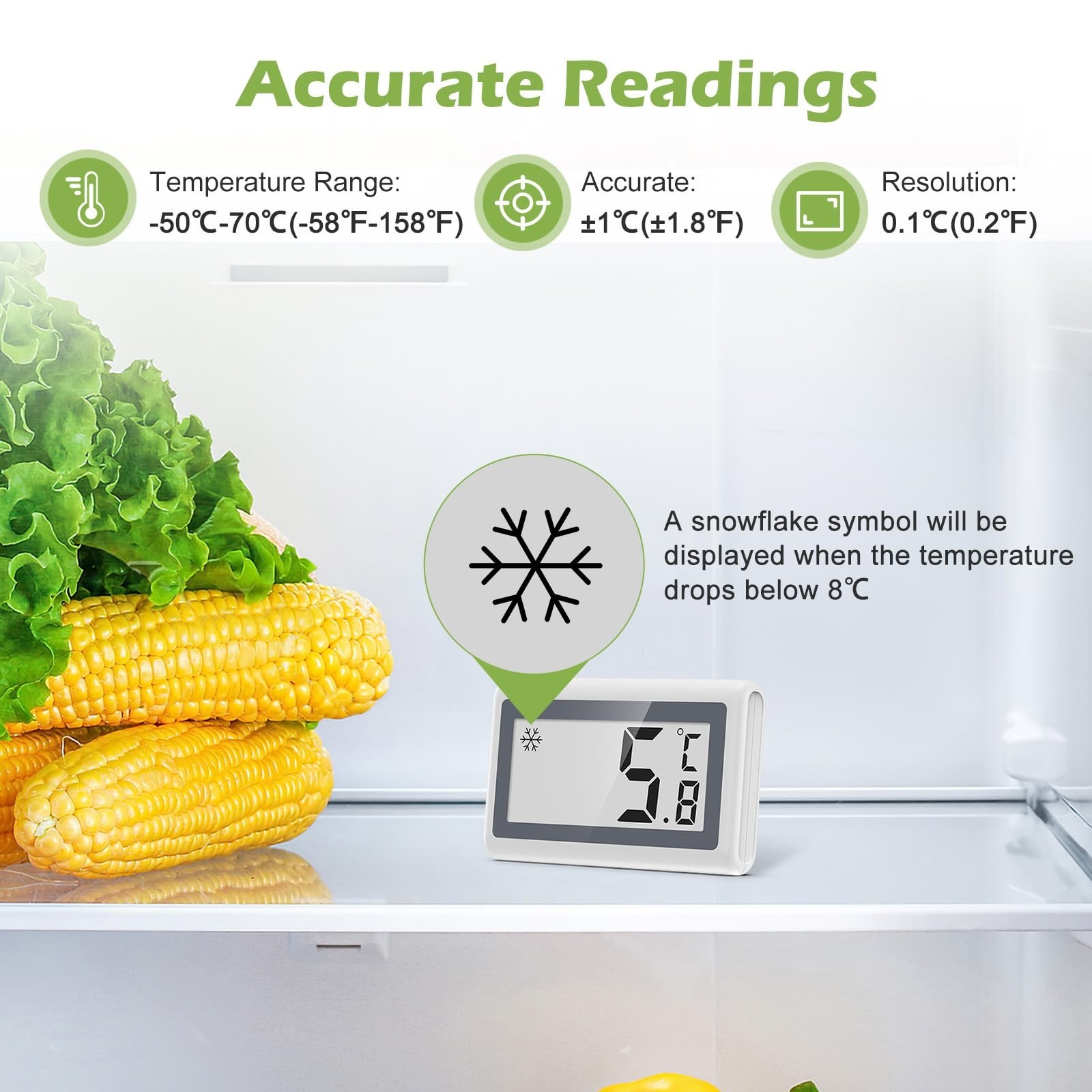 KeeKit Refrigerator Thermometer, Digital Fridge Thermometer with LCD Display,...