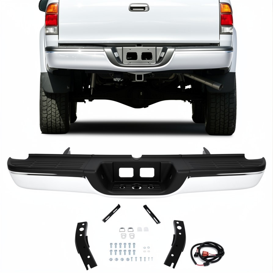 Complete Chrome Rear Step Bumper Assembly For Toyota Tundra 2000-2006 Steel