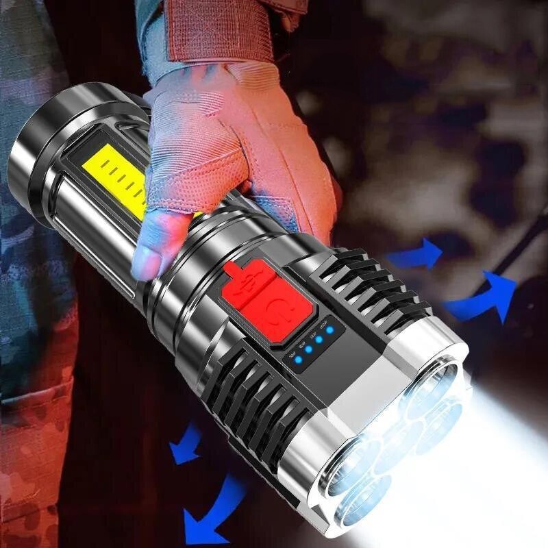 Super Bright LED Torch Flashlight+USB Rechargeable Tactical Camping Outdoor Lamp