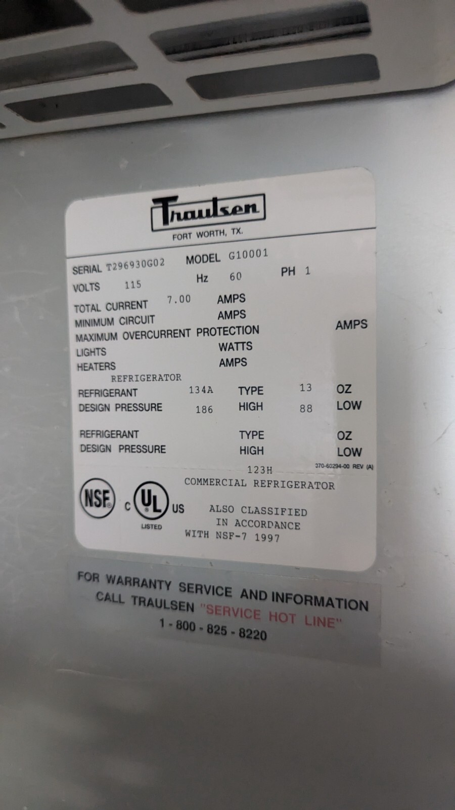 traulsen refrigerator