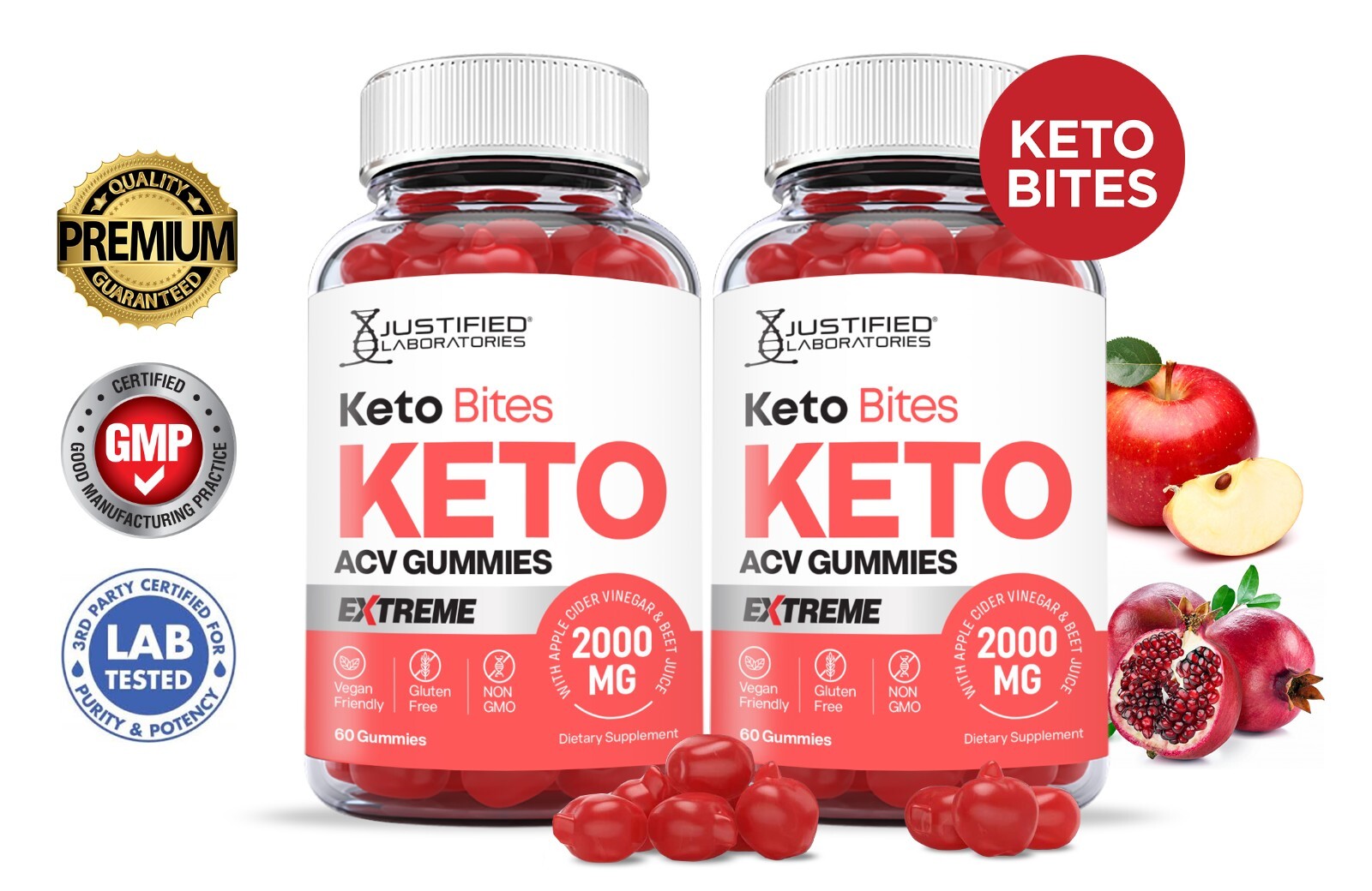 Keto Bites Extreme ACV Gummies 2000MG Apple Cider Vinegar 120 Gummys