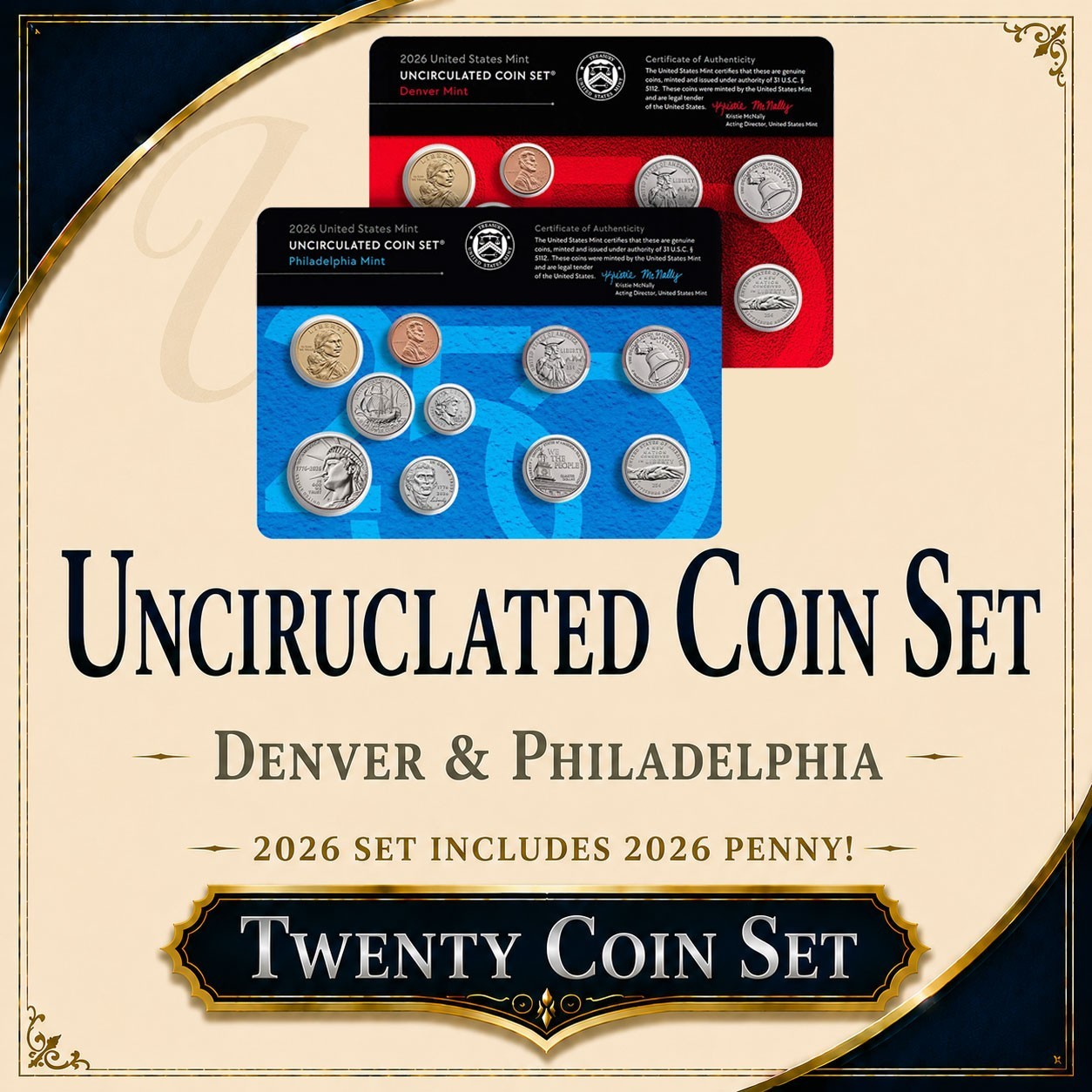 2026 Uncirculated Coin Mint Set ~ DUAL DATE CENT ~ P & D OGP US MINT