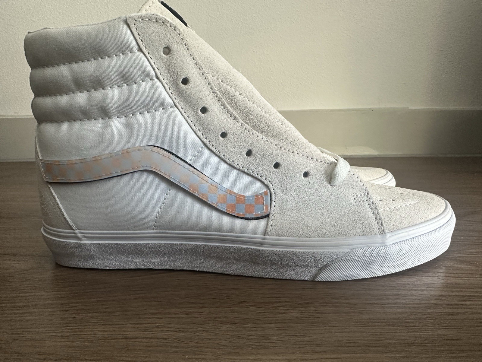 Vans lenticular side stripe orange and white  High Top Off The Wall Shoes 11