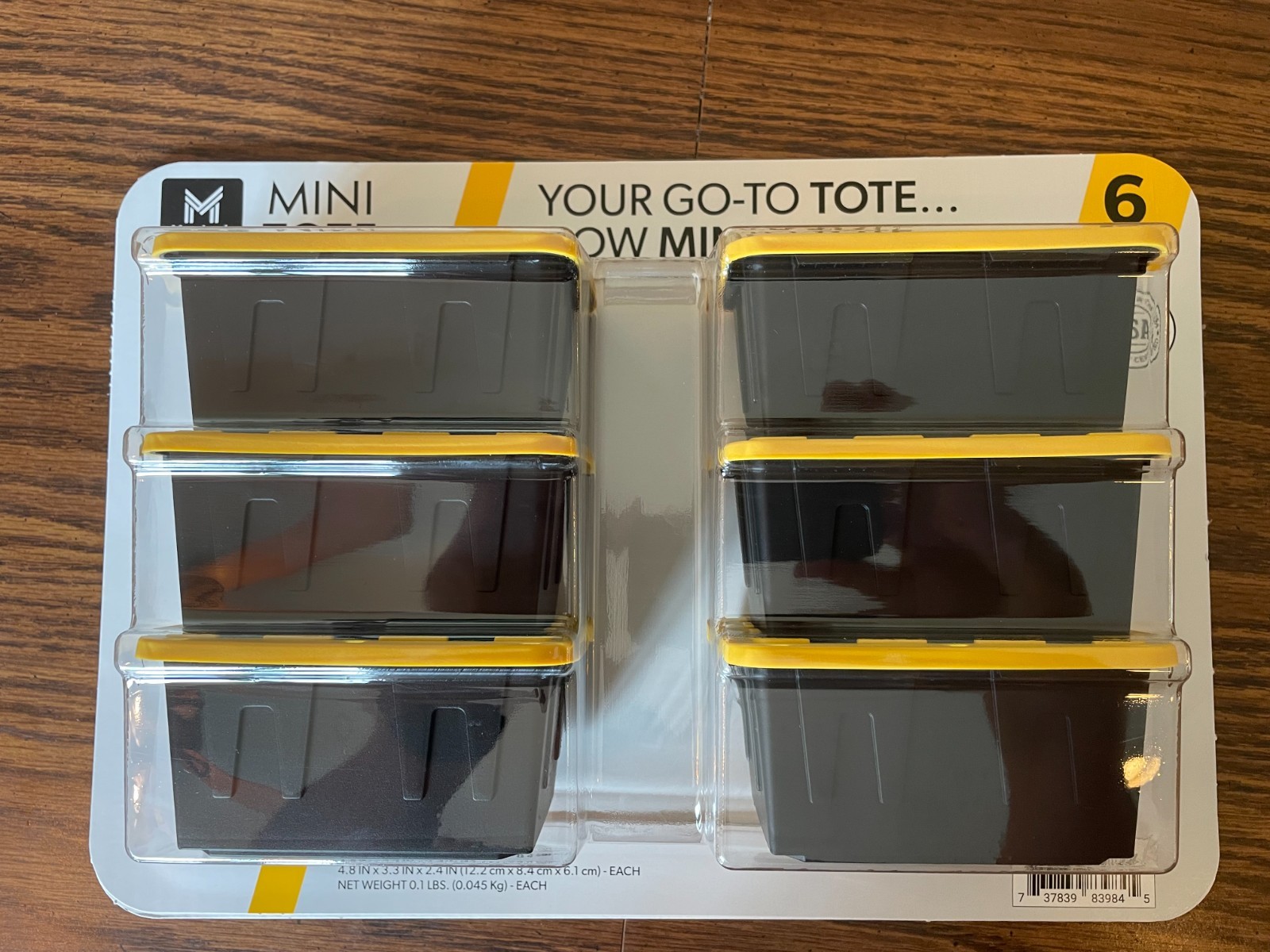 6 PACK Members Mark Mini Tote Bins Viral Tiny Mini Storage Container Yellow Lids