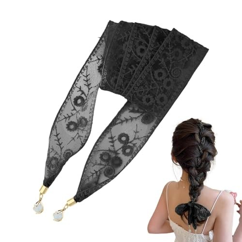 Sisadodo Lace Neck Scarf for Woman Long Neckerchief Scarf Belt for Women Black