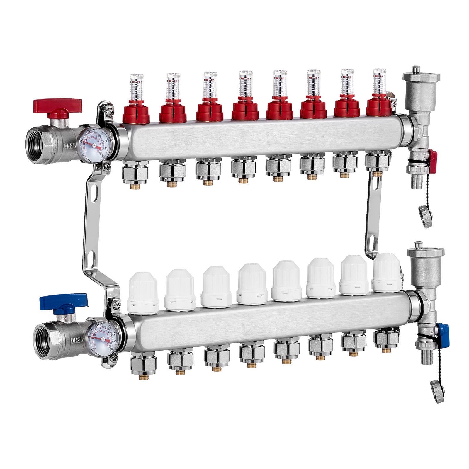 Uimoso 8-Branch Radiant Heat Manifold 1/2" PEX Tubing Floor Heating Manifold Set