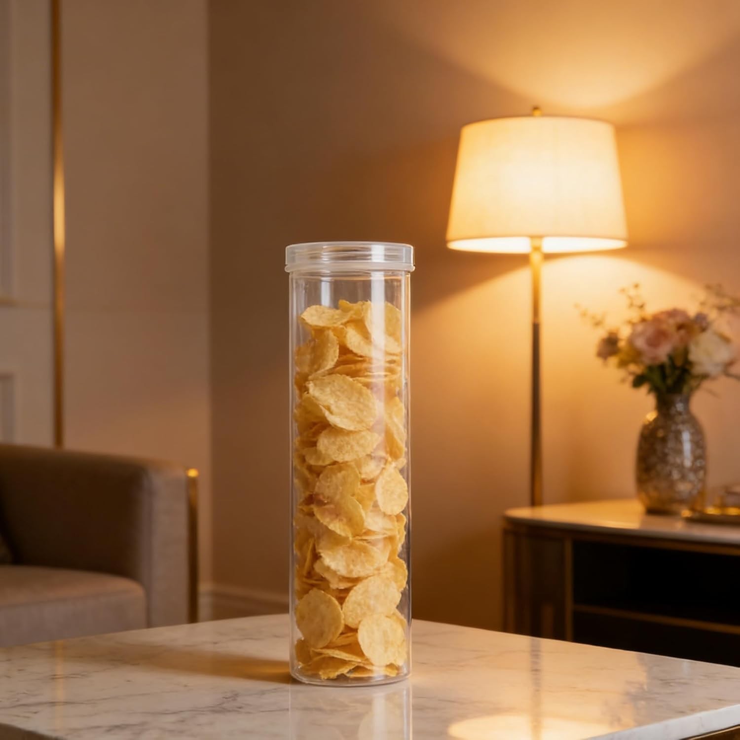 2Pcs Clear Cylinder Cookie Containers Airtight Cookie Holder Stora Box