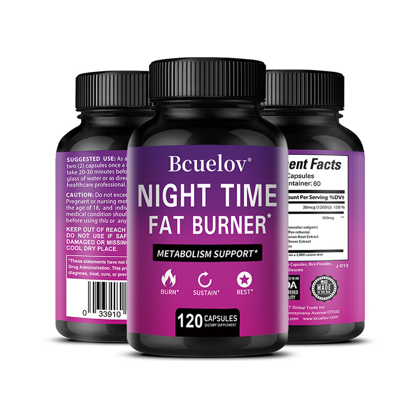 Nighttime Fat-Burning Capsules | Natural Plant Extracts | 120 Capsules