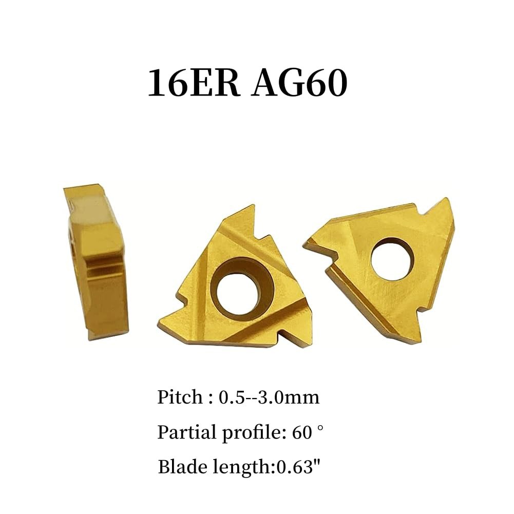 Inserts Pack of 20 High Performance Model 16ER AG60 Compatible with Lathes