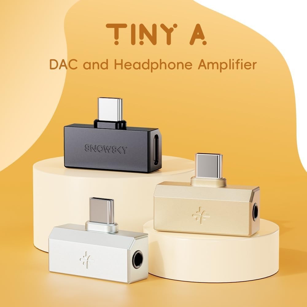 FiiO/Snowsky Tiny DAC Headphone Amp,PEQ,DSD256,PCM, 3.5mm+Type-C (Tiny A, Black)