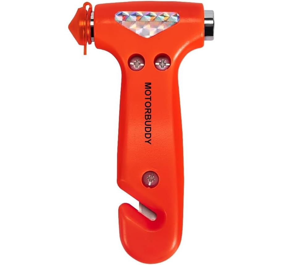 MOTORBUDDY Seatbelt Cutter and Window Breaker for Cars,Glass Red (1 Pack)