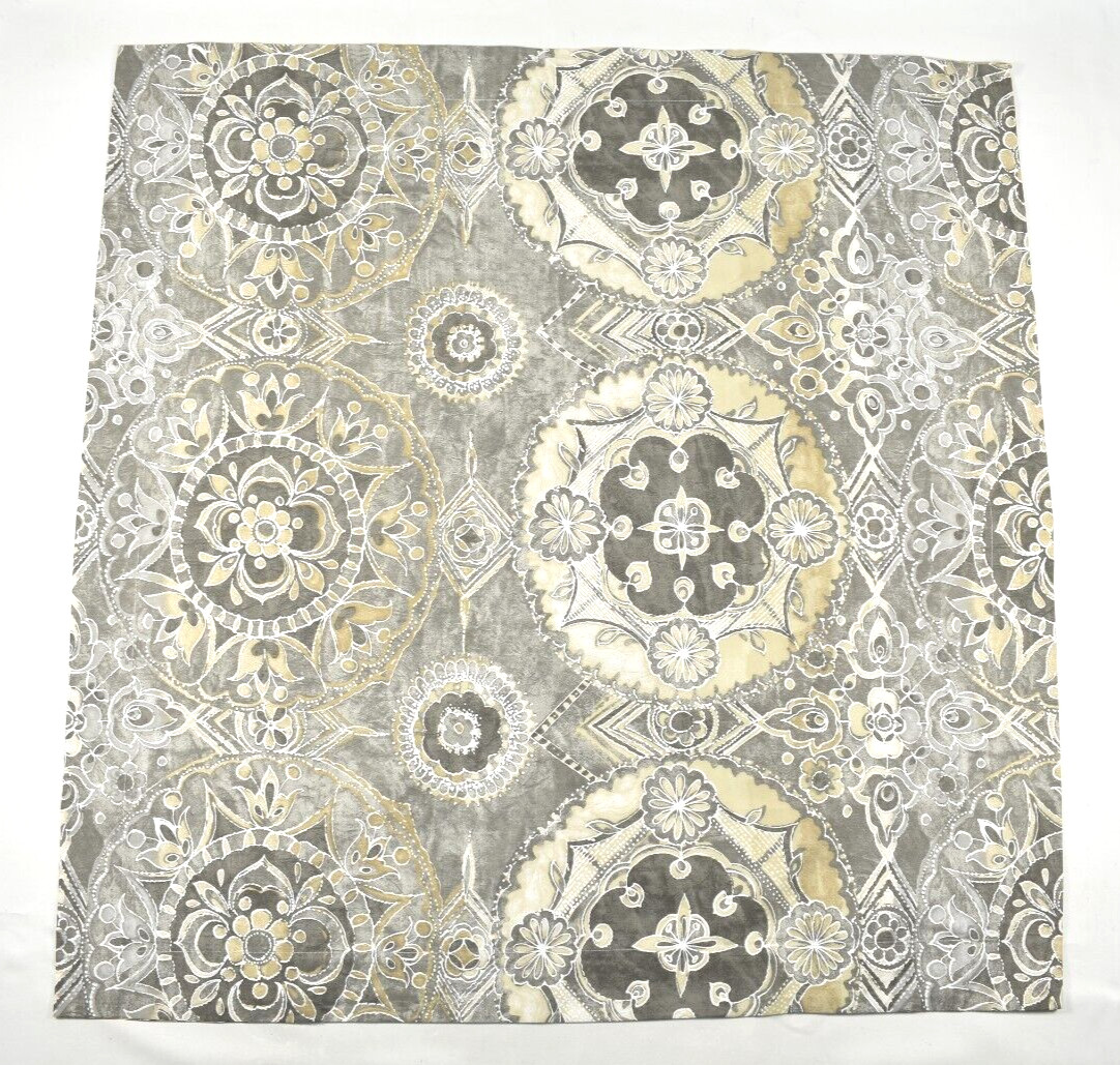 Pottery Barn Jacquelyn Medallion EURO Pillow Sham Gray Neutral Cotton Sateen