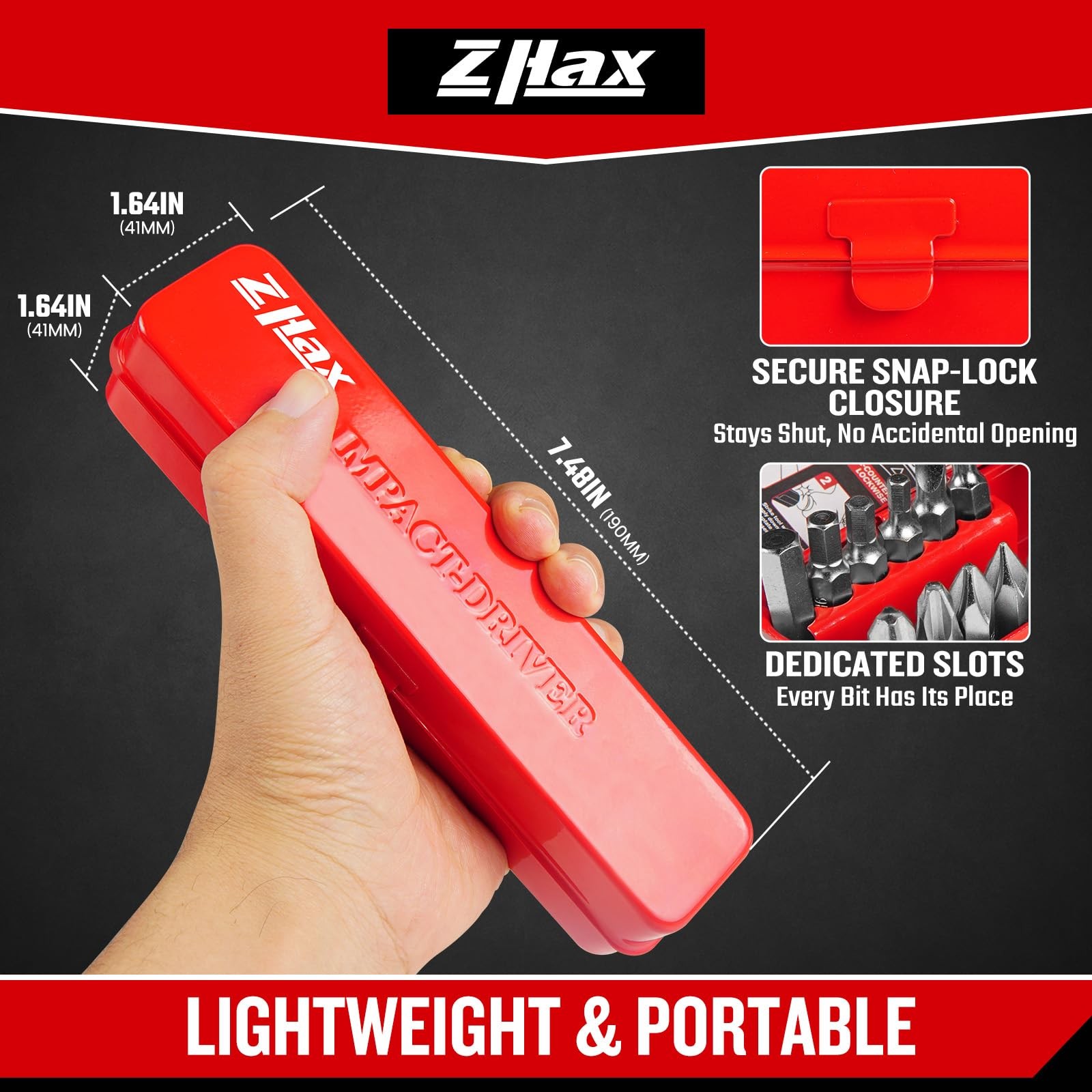 ZHAX 1/2" Hand Impact Driver 15 Pcs Reversible Screwdriver CR-V Set Case Bolt