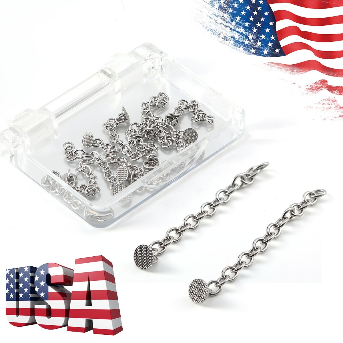 10pcs AZDENT Dental Orthodontic Lingual Button Chain Silver Mesh Base