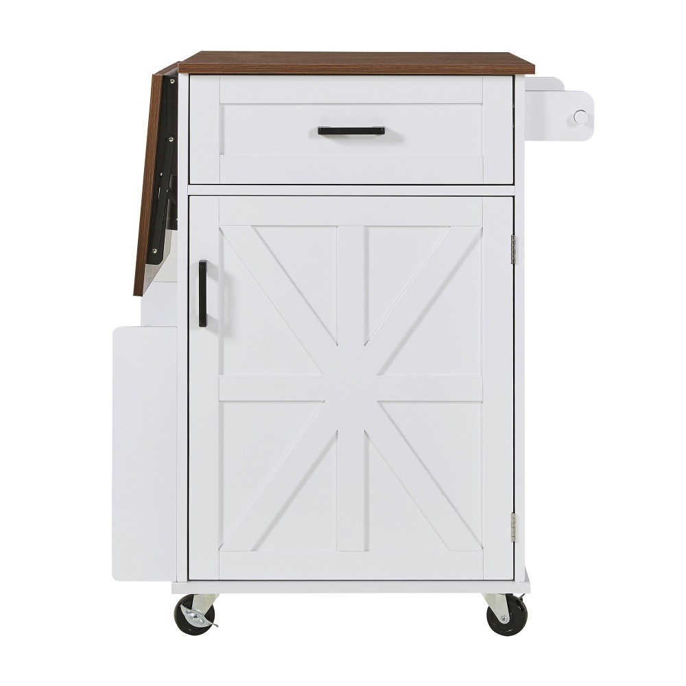 39.3" Farmhouse Kitchen Island with Drop Leaf, Kitchen Storage Island