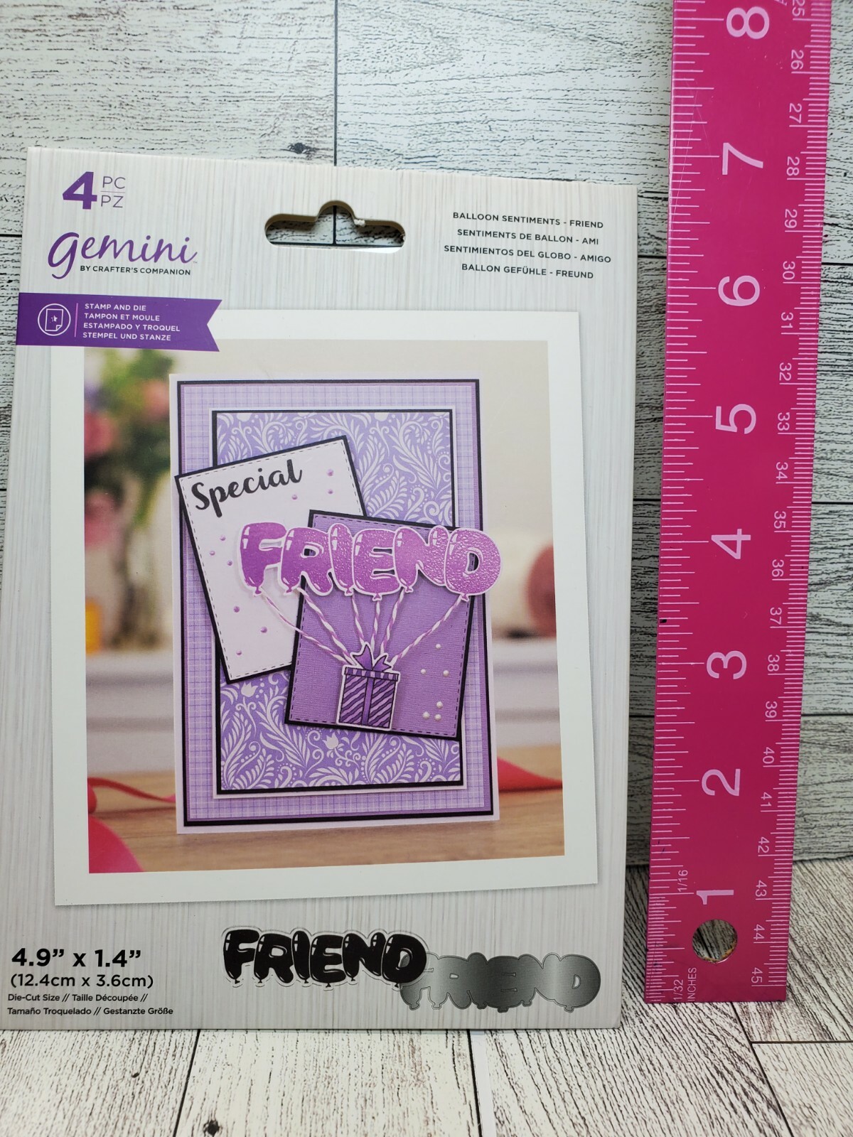 CSD3 Crafters Companion Balloon Sentiments Friend Stamp And Die Set New
