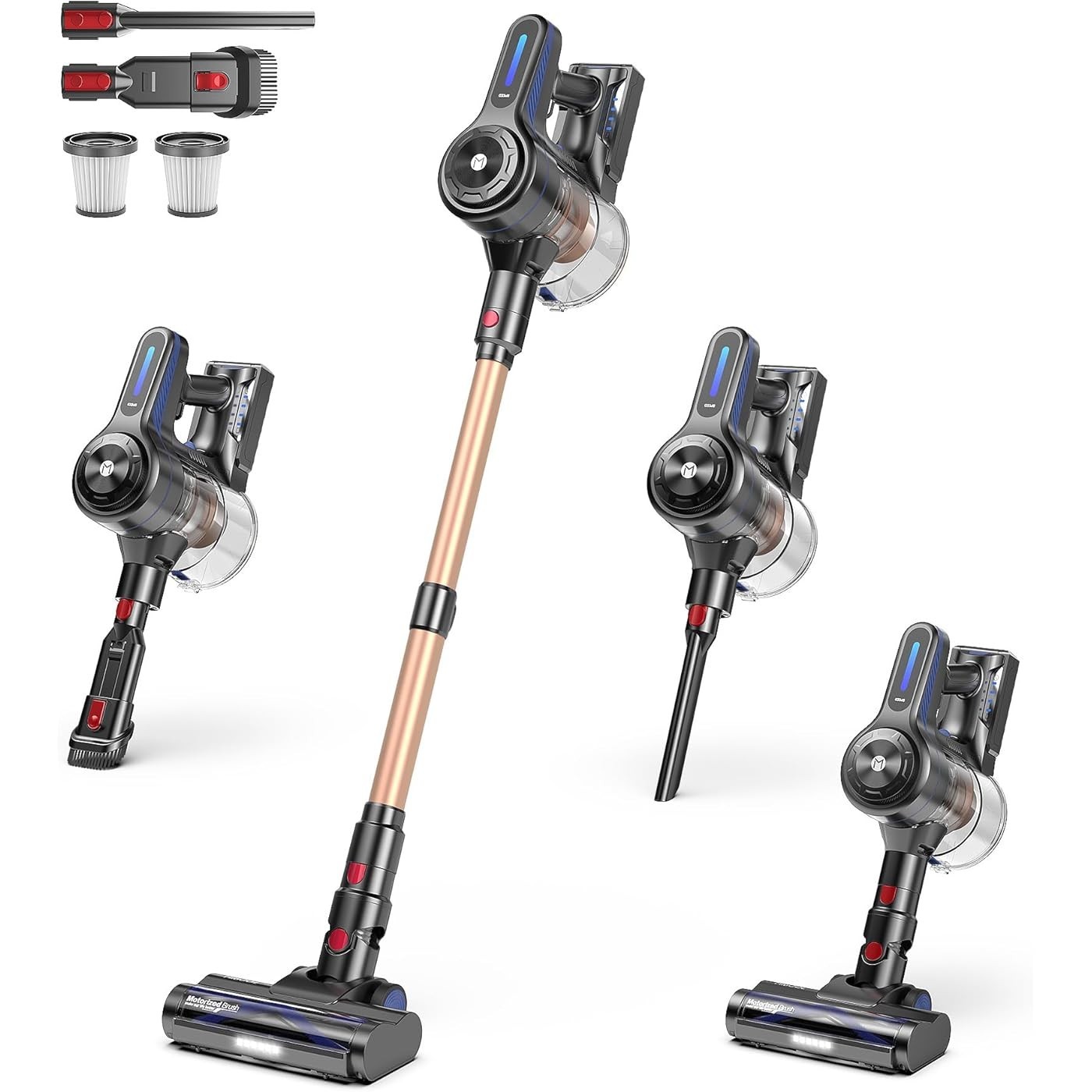 Cordless Stick Vacuum Cleaner 26Kpa, 45Min Runtime, Anti-Tangle, 1.5L Dust Cup