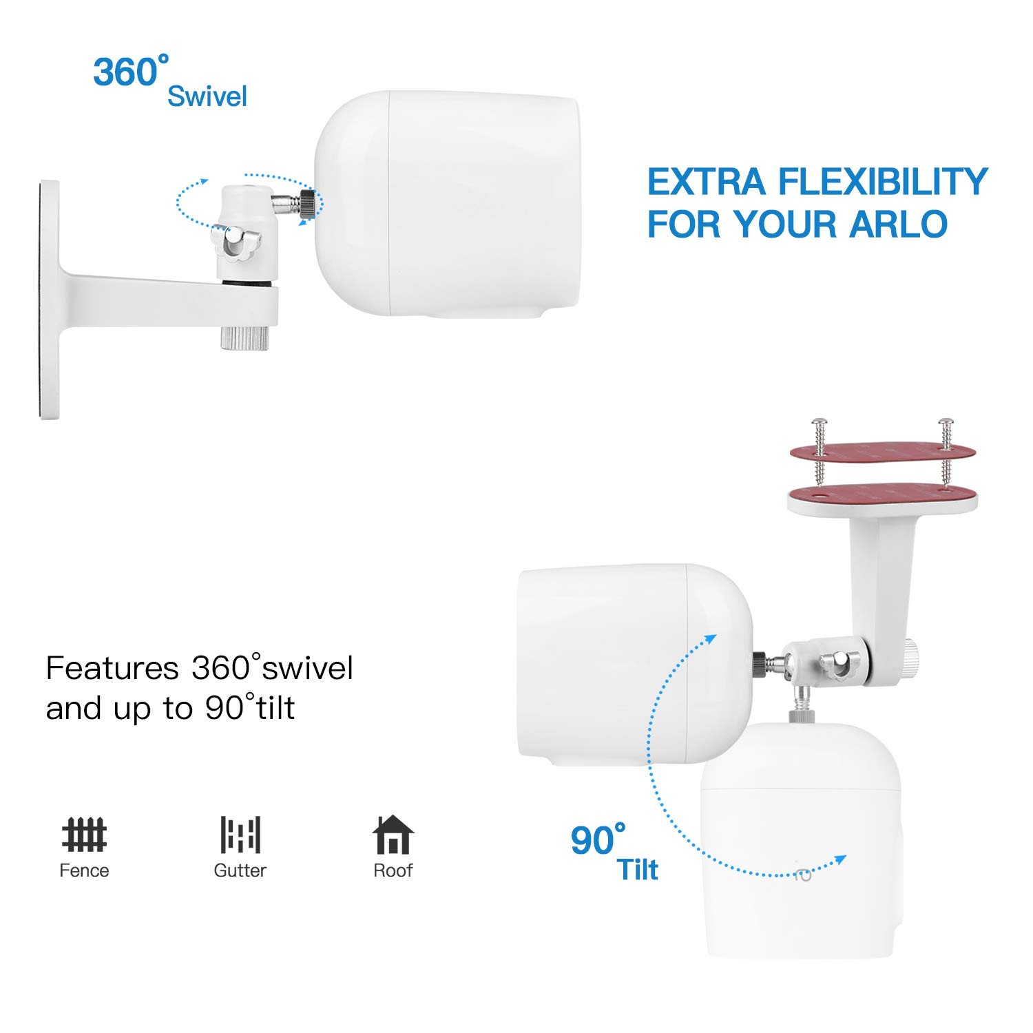 2Pack Security Wall Mount for Arlo White