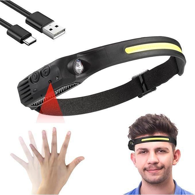Headlamp Rechargeable, Head Lamp LED with Motion Sensor for Accessories Gear