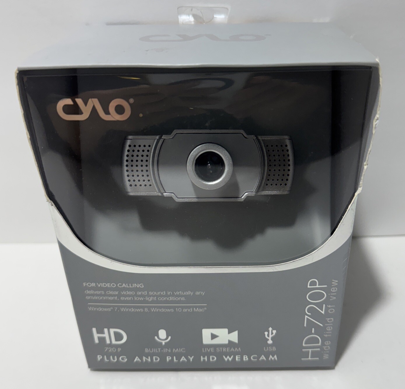 Cylo Metallic Silver 720p HD Webcam with Built-In Microphone BN15
