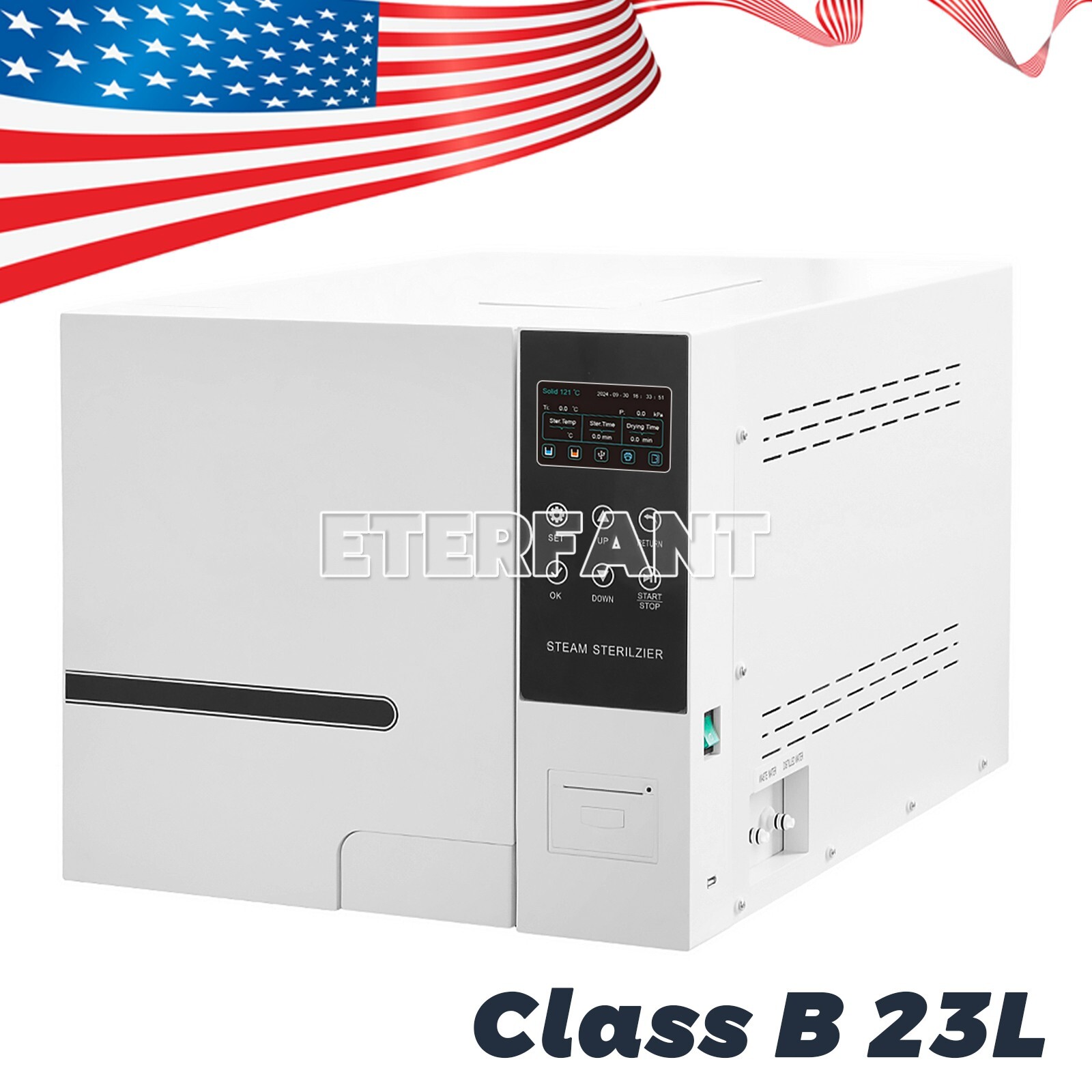 23L Class B Dental Autoclave Vacuum Steam Sterilizer Sterilization+Printer