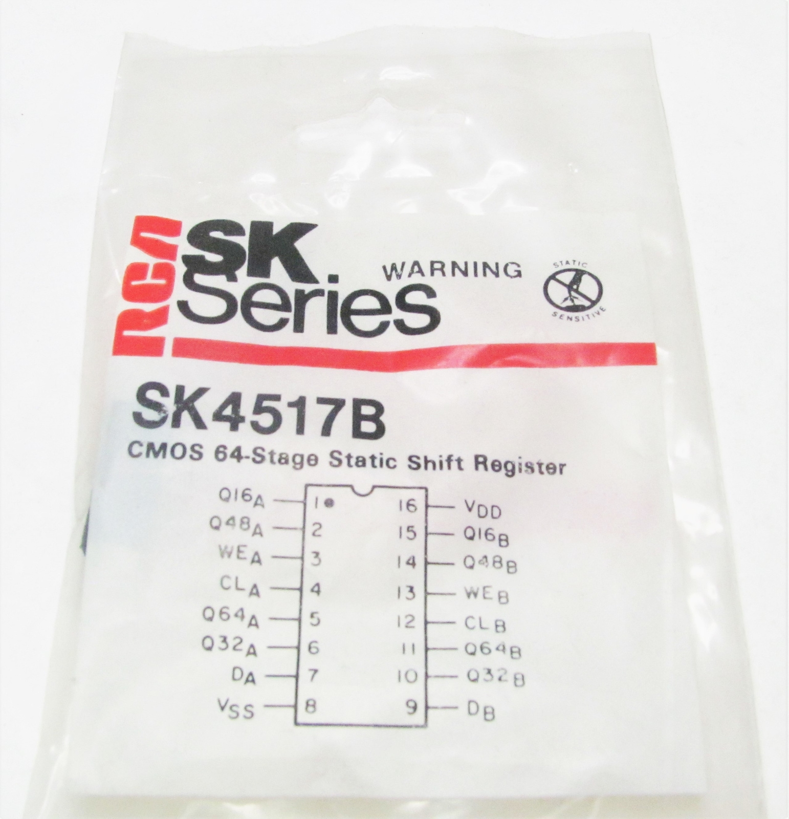 RCA SK4517B - Dual 64-Stage Static Shift Register, NOS NTE4517B