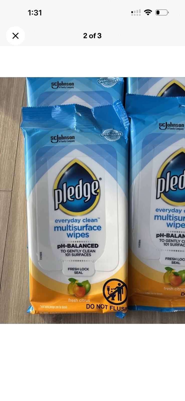 Lot of 12 Pledge Everyday Clean Multisurface Wipes Fresh Citrus – New