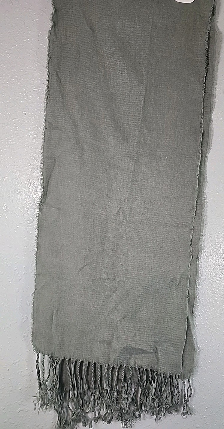 Soft Fringe Scarf Gray Color Scarf