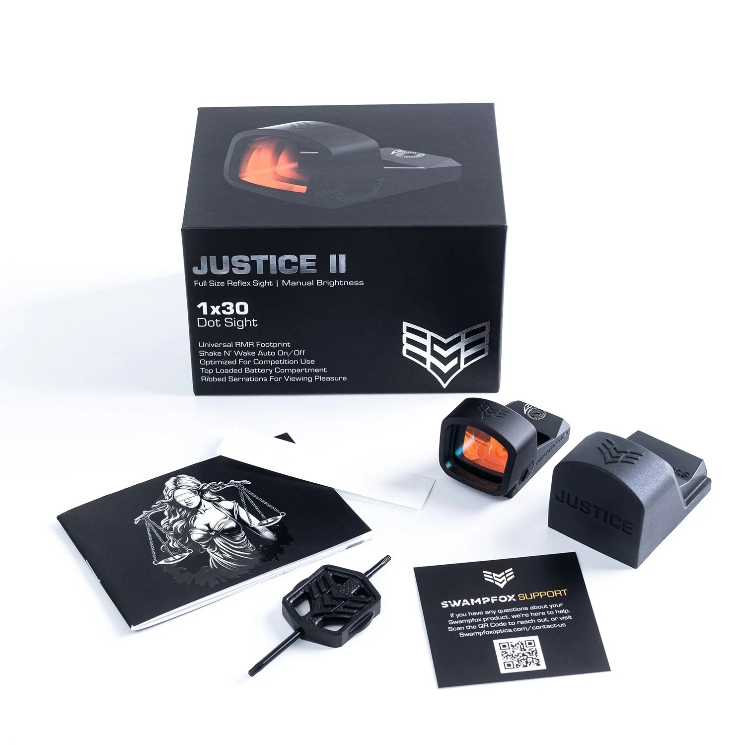 Swampfox Justice II 1x30mm 6MOA GREEN Dot Sight Multi-Reticle RMR footprint