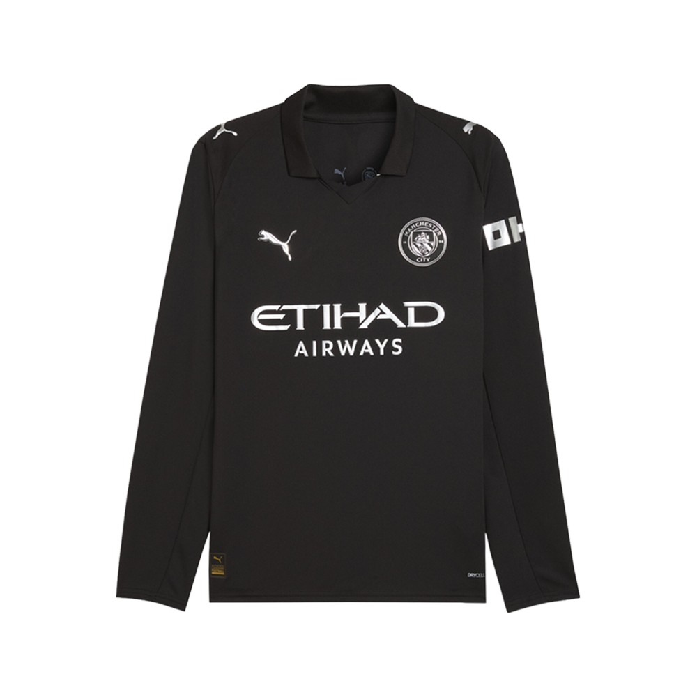 PUMA Manchester City 2526 Away Collared Long Sleeve Soccer Jersey Mens Black  78