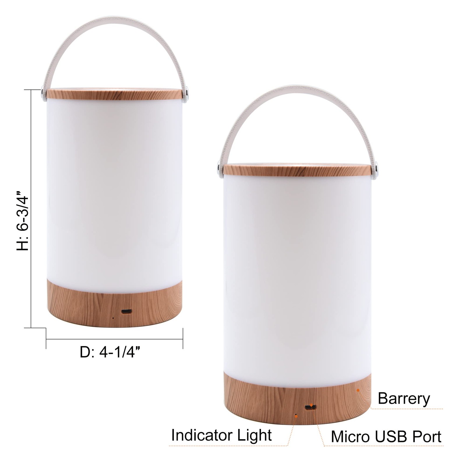 Portable Lantern with Touch Dimmable Switch, Rechargeable Battery-Operated Co...