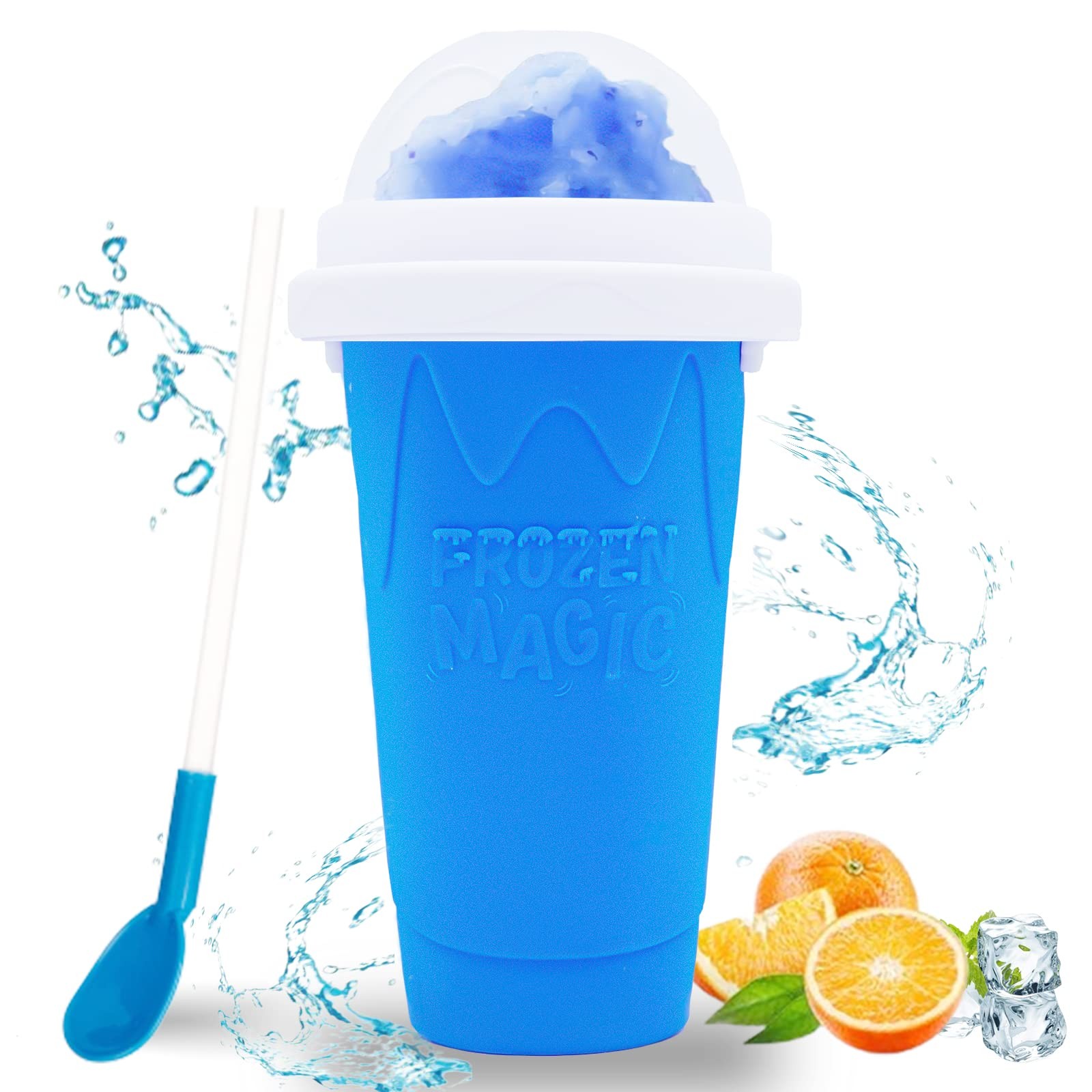 Hoinvaet Magic Slushy Maker Squeeze Cup Slushie Maker, 7.1 Ounces, Blue