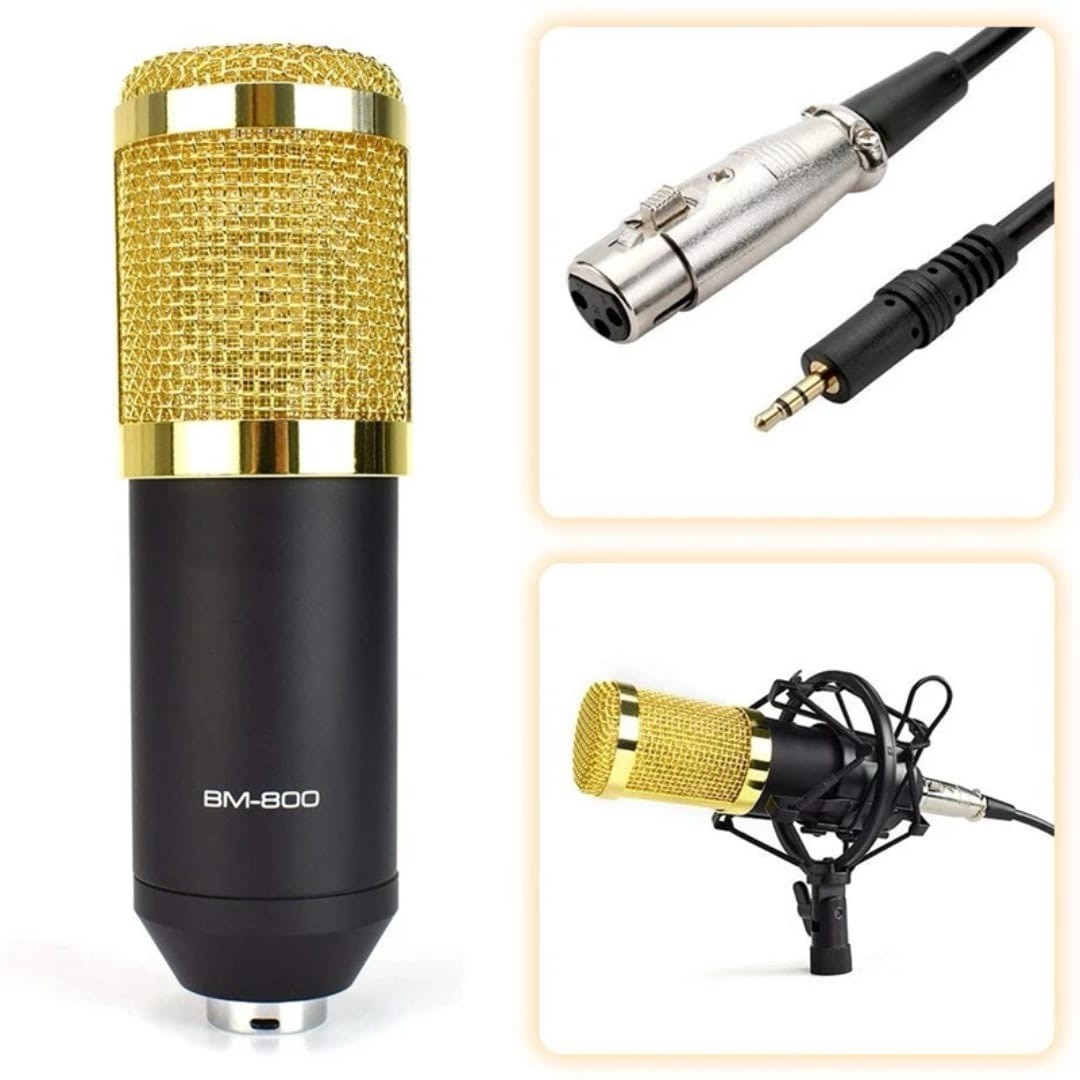 Microphone Podcast Equipment, Studio Recording & Broadcasting Mic with Stand,