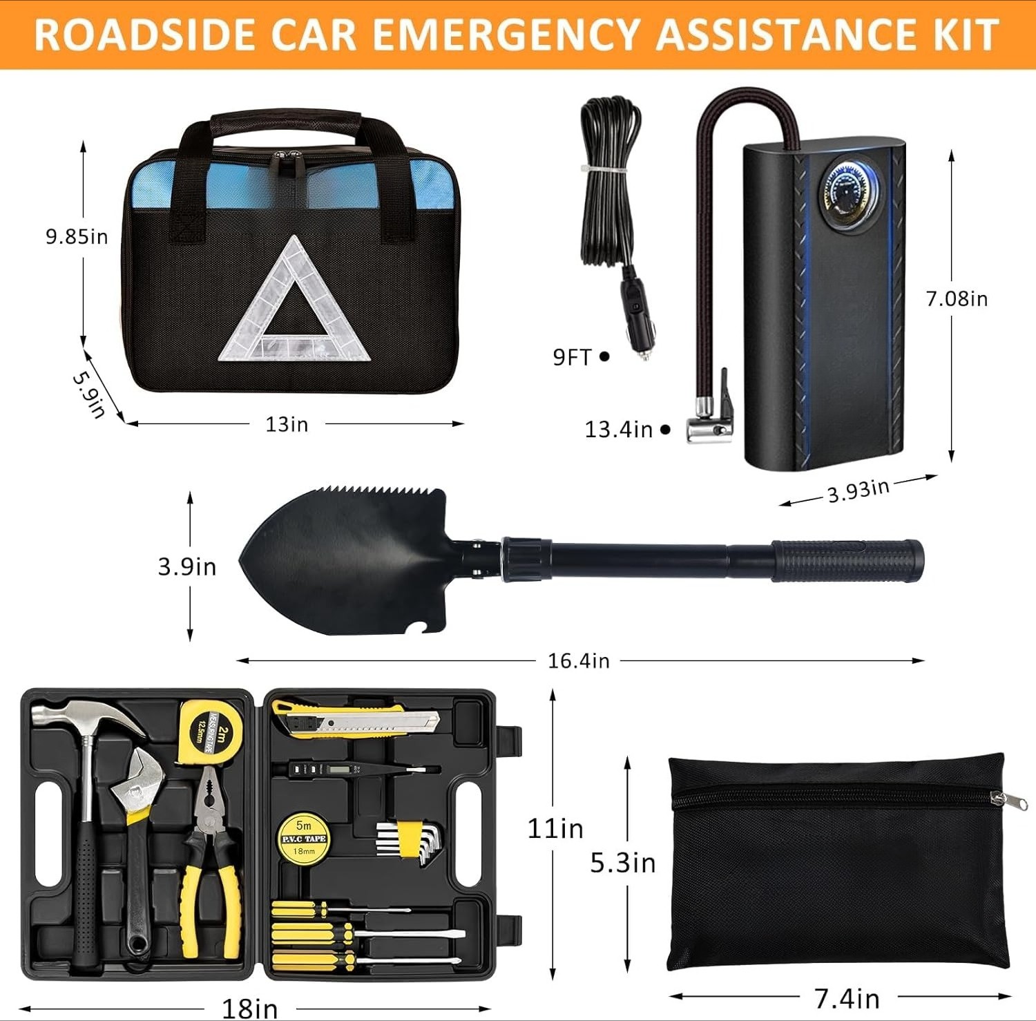 105-Piece Roadside Vehicle Emergency Rescue Kit