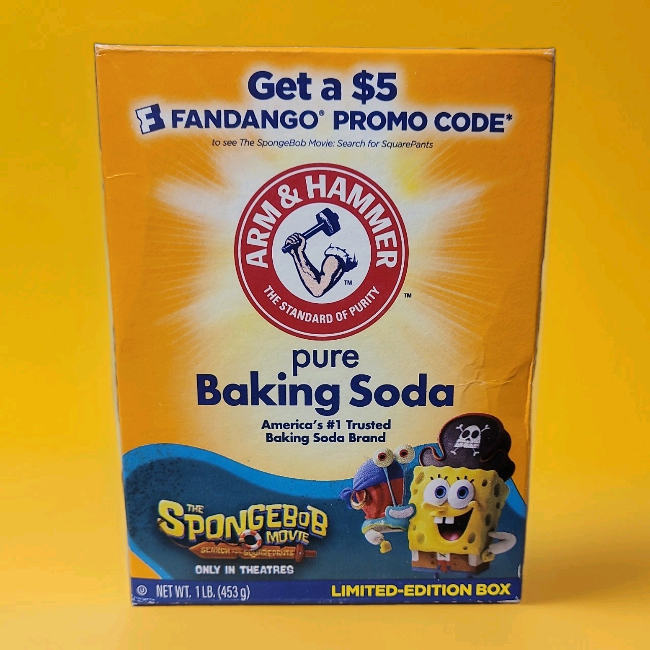 Limited Edition Arm & Hammer Pure Baking Soda Box 1 LB The SpongeBob Movie Promo