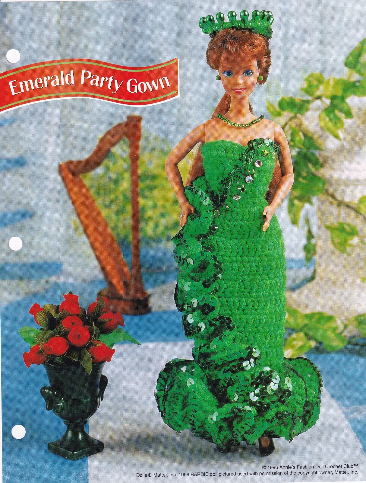 Fashion Doll Crochet Pattern EMERALD PARTY GOWN Dress Annie's Club