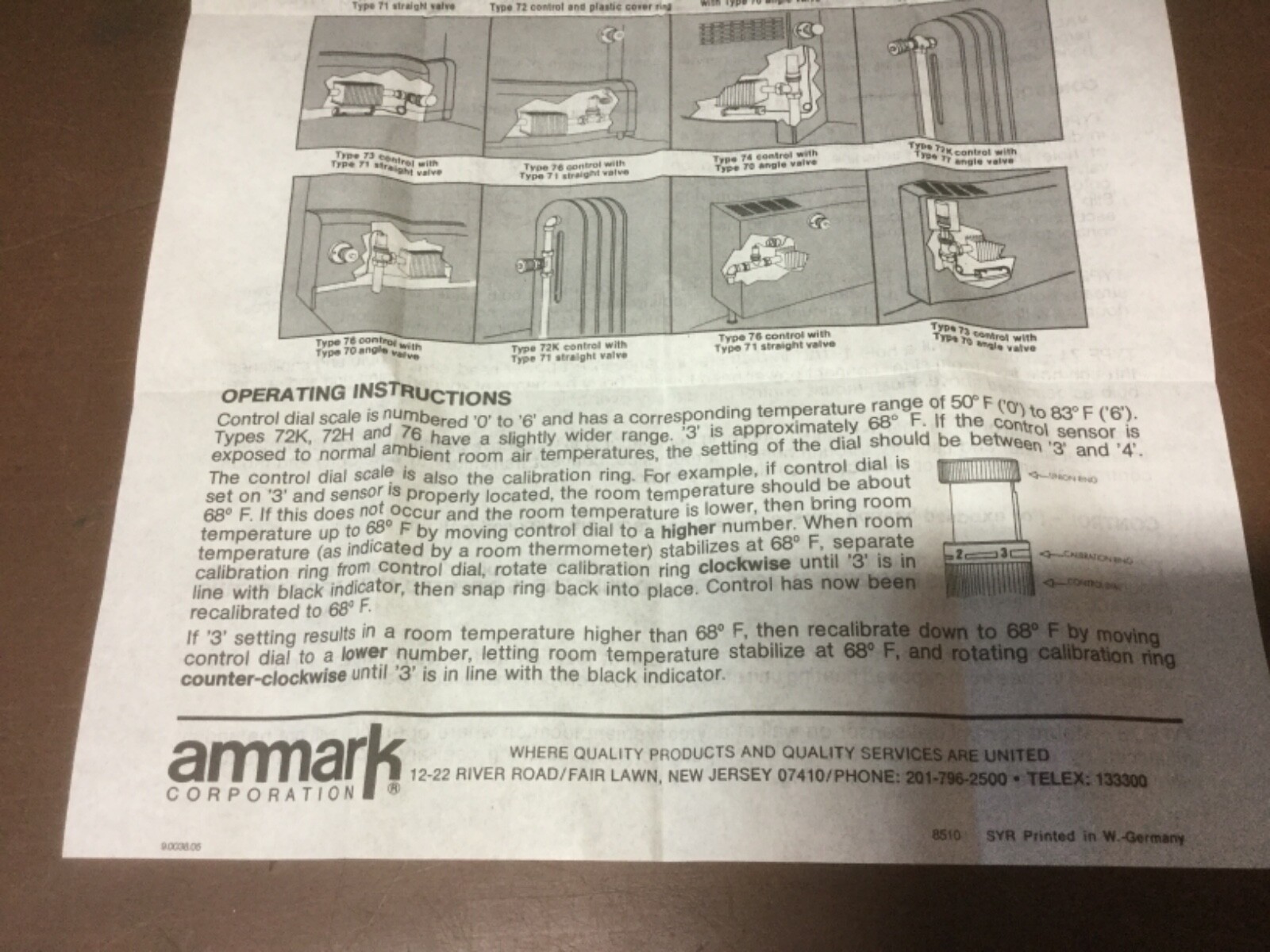 AMMARK TYPE 73 NOS HVAC VALVE CONTROLER WITH REMOTE SENSOR