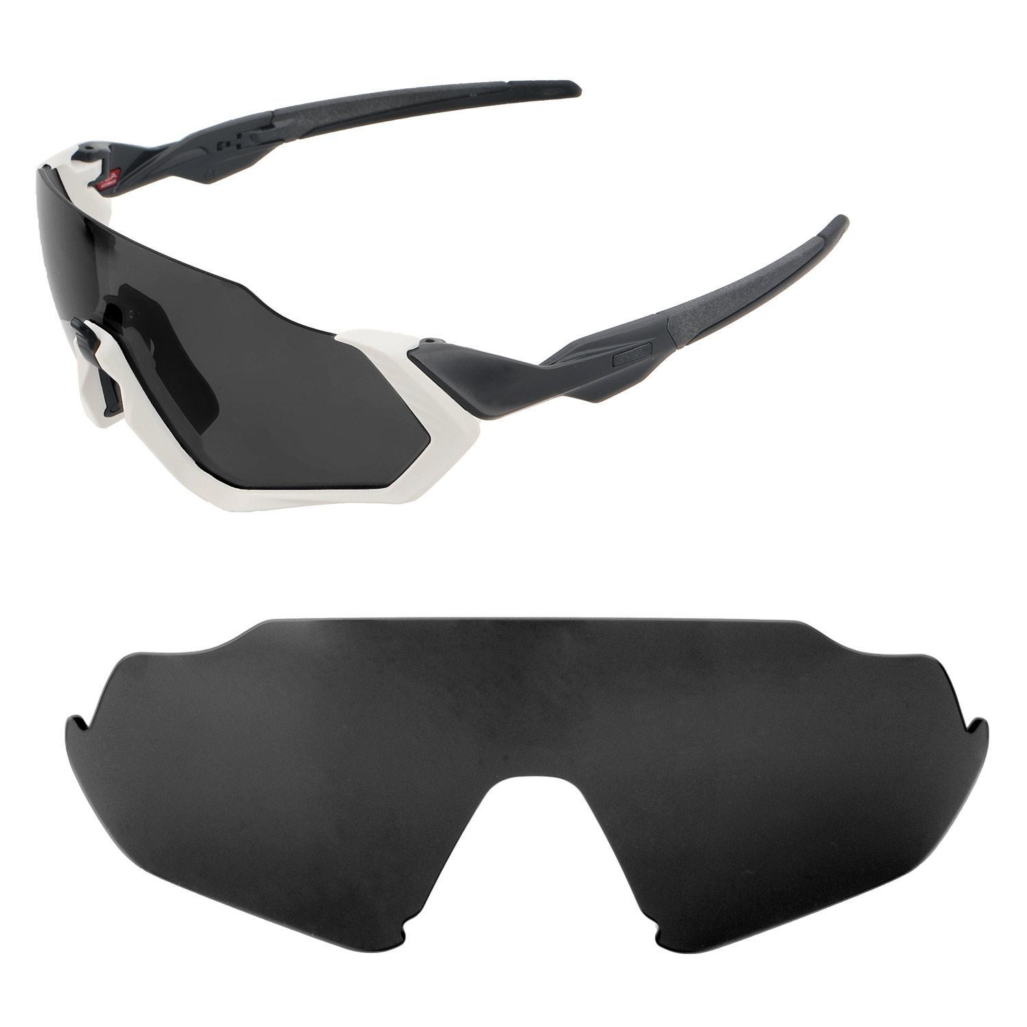 Walleva Black Polarized Replacement Lenses For Oakley Flight Jacket Sunglasses