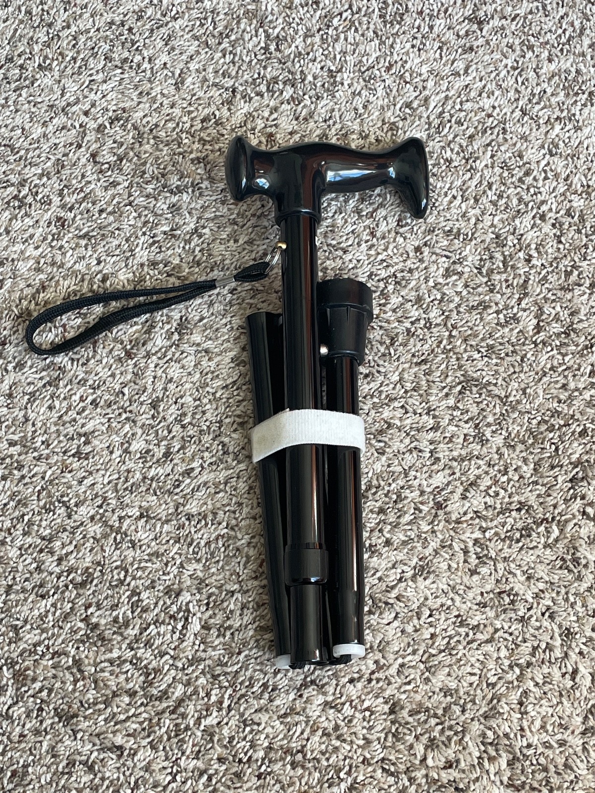 Black Foldable Collapsable Height Adjustabke Travel Cane