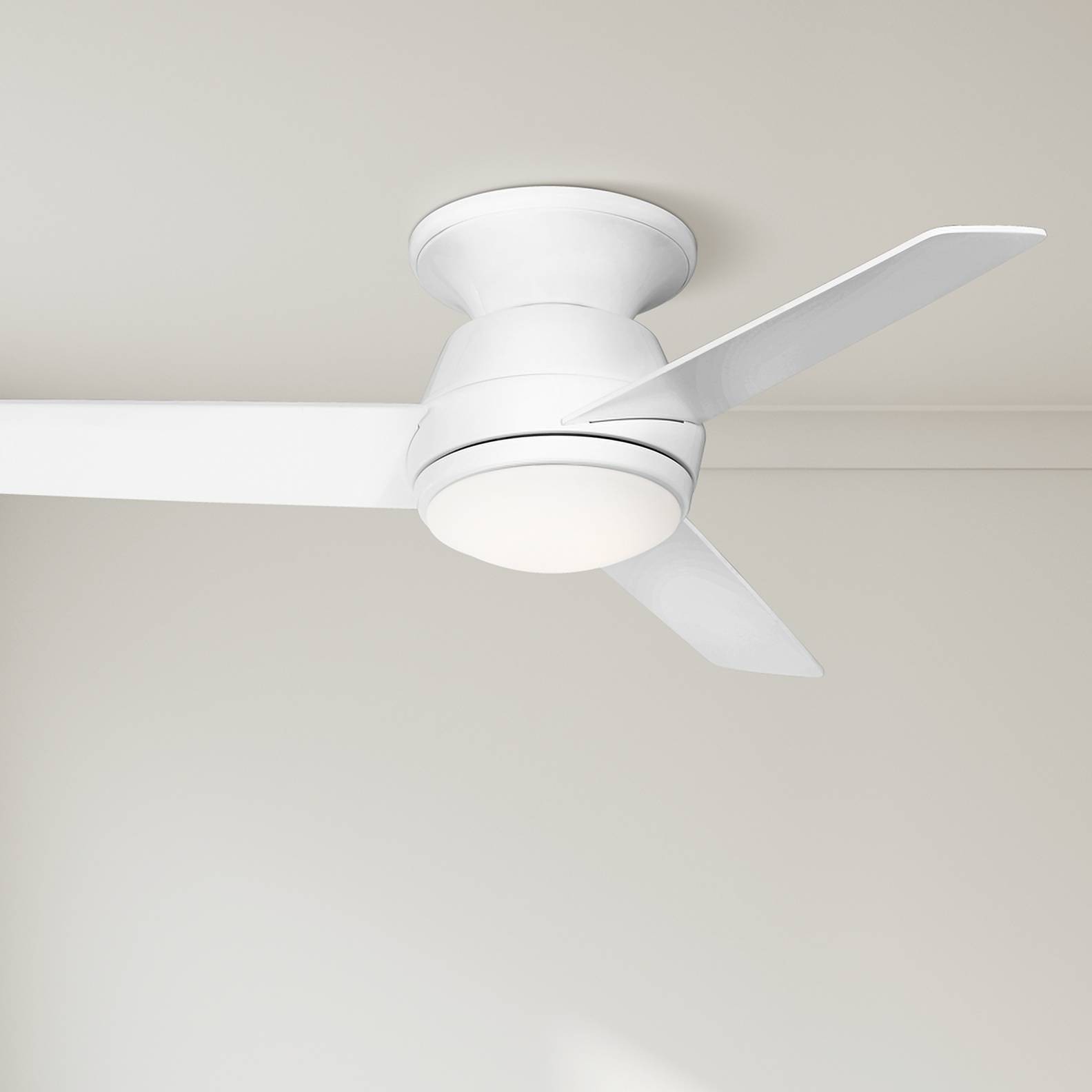 44" Marbella Breeze Modern Indoor Hugger Ceiling Fan with LED Light Remote White