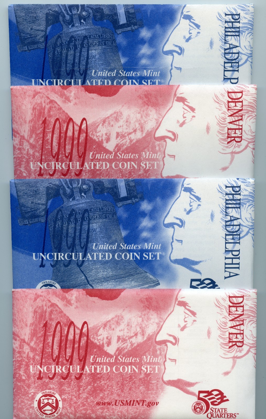 2 x 1999 U.S. Mint P & D Mint Uncirculated Sets in OGP w/ COA