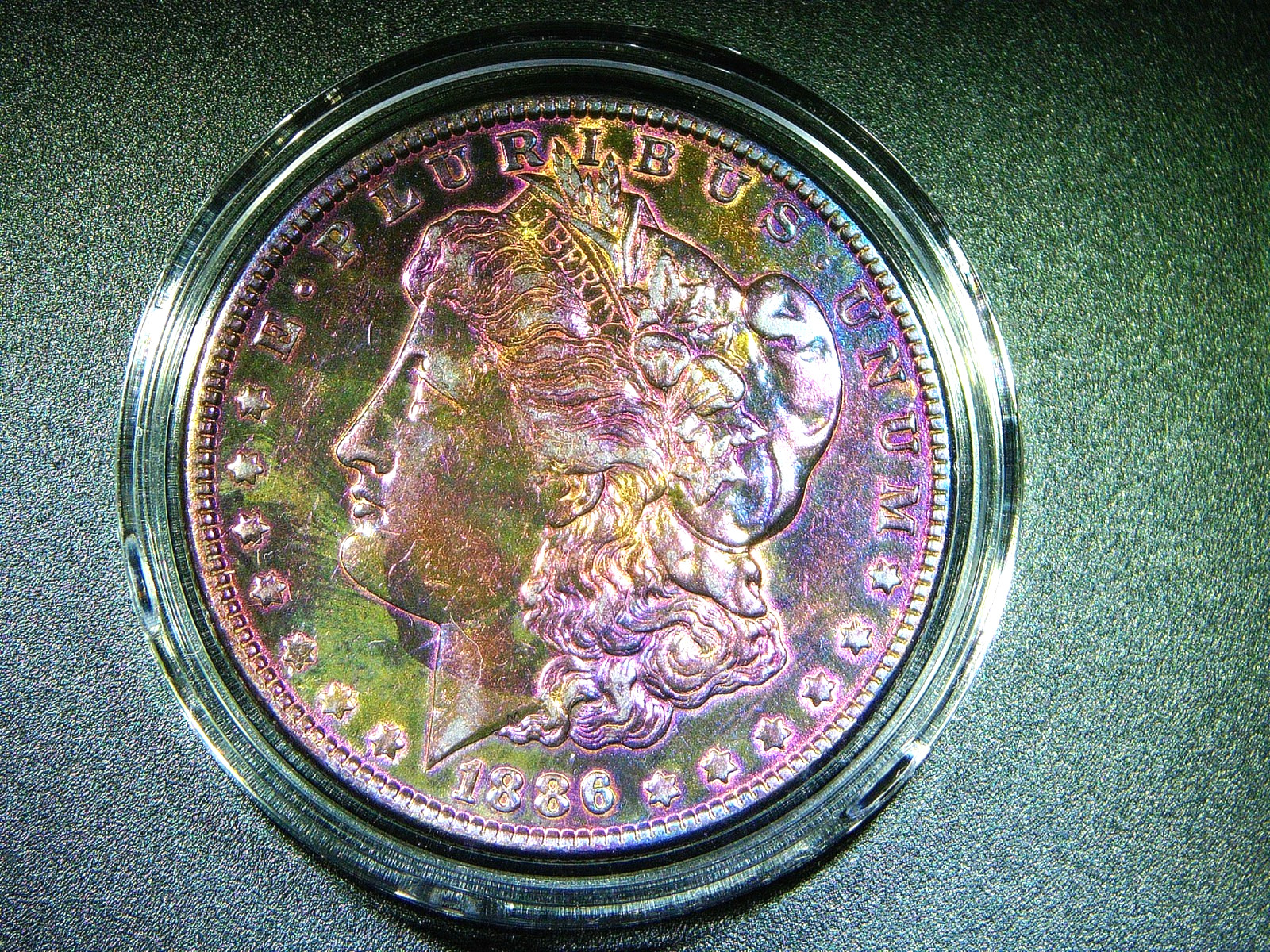 AU+ 1886 MORGAN SILVER  DOLLAR BEAUTIFULLY TONED COLLECTOR QUALITY COIN M-2133